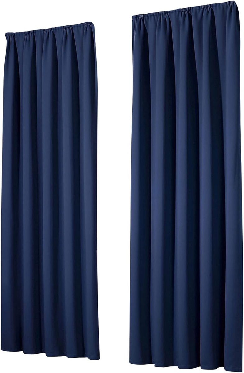 Set van 2 verduisterende gordijnen 245x135 cm | Donkerblauw | Thermisch isolerend