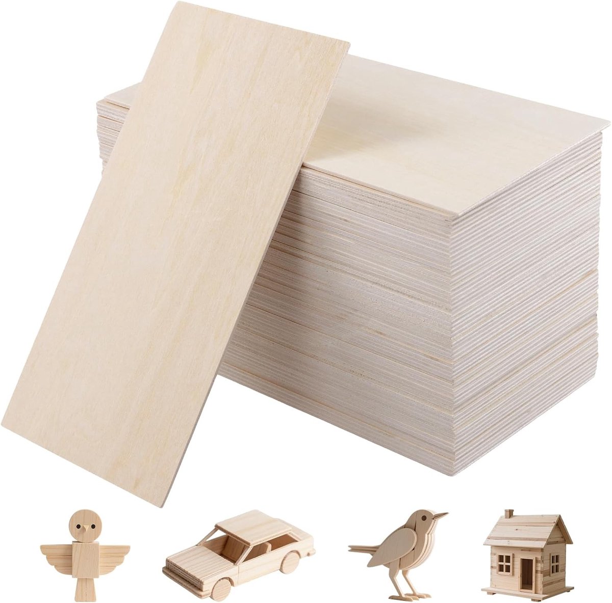 60 Stuks Onbewerkte Basswood Platen 200x100x2mm voor DIY Ambachten en Graveerprojecten