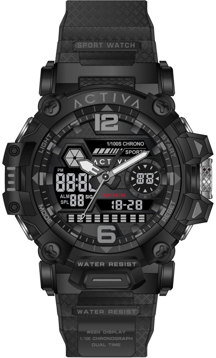 Activa Digital ACW8072-001 Heren digitale horloge - 49 mm