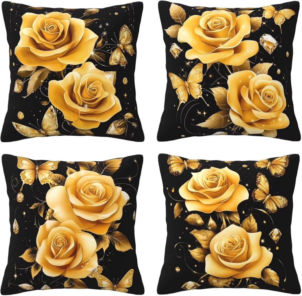 Set van 4 kussenslopen, 65 x 65 cm, roségoud, kussenslopen, fluweel, zacht, groot, ademend, dubbelzijdig, bankkussen, vierkant, decoratie voor bed, auto, huis, woonkamer, bank, stoel, slaapkamer