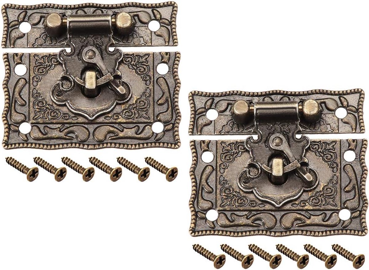 2 sets Wood Case Chest Box, rechthoekig, 51 x 42 mm