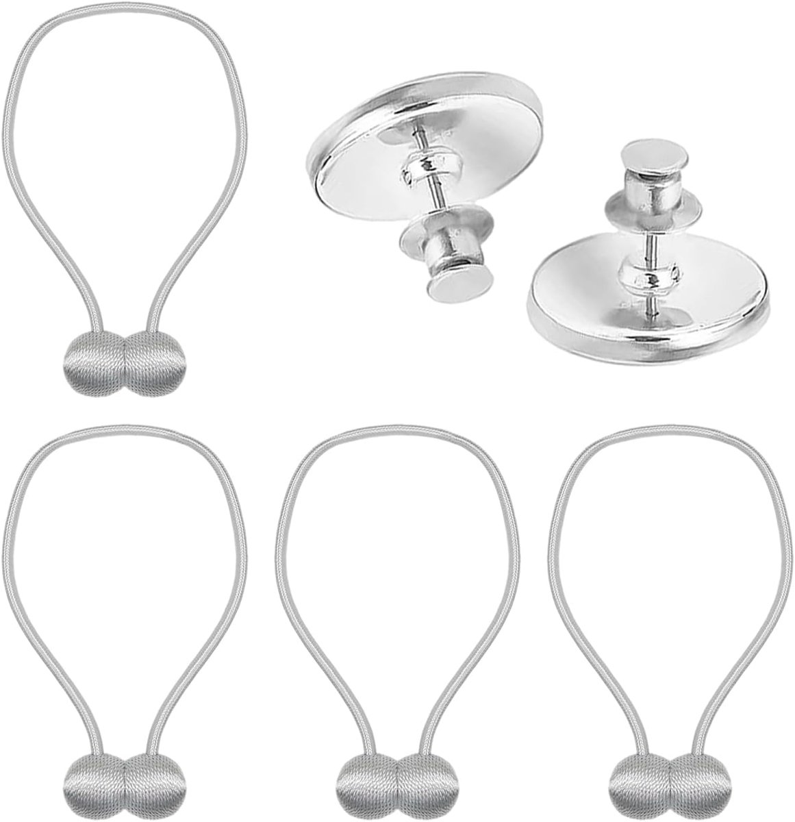 4 Stuks Gordijnstropdassen, Magnetische Gordijn-Ophanghouders, Bevestigingskoorden, Touwriemen, Clips, Gespkoorden (Grijs)