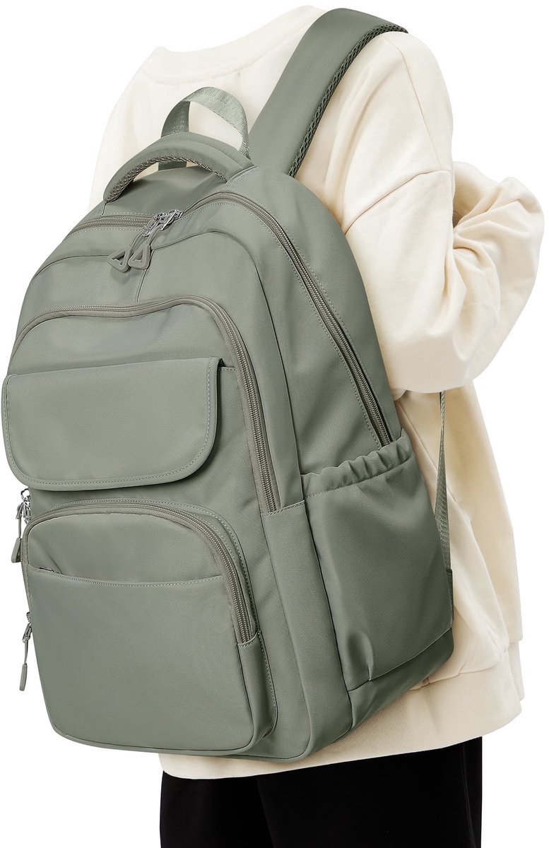Leuke unisex rugzak, waterdichte rugzak voor de middelbare school, eenvoudige rugzak voor studenten, laptoprugzak voor op reis, lichtgewicht casual rugzak voor dagelijks gebruik, rugzak voor de onderbouw van de middelbare school, olijfgroen