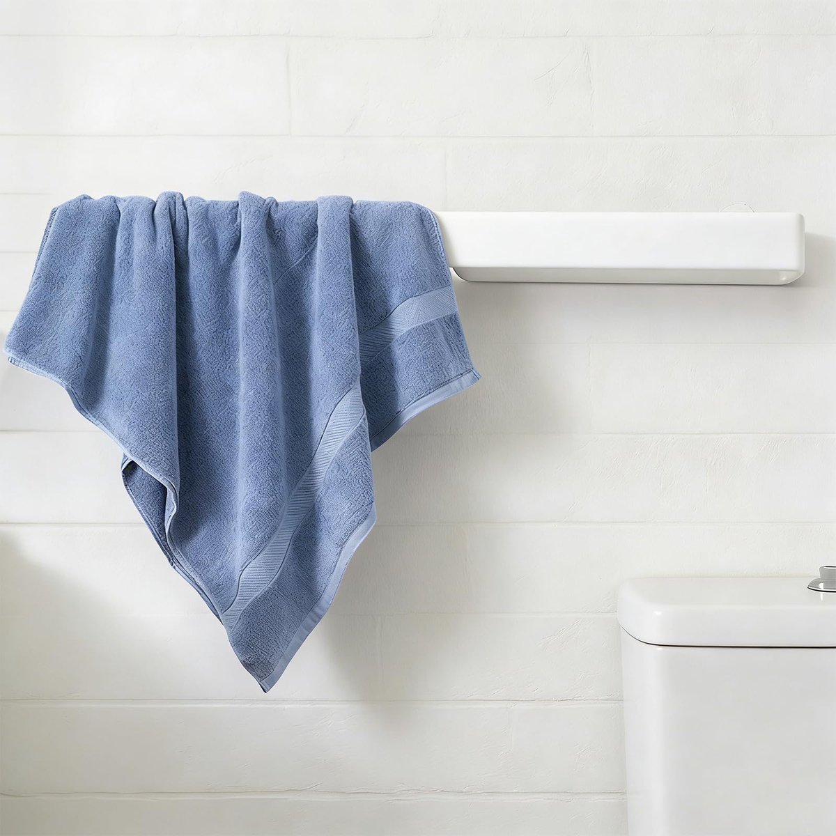 Handdoekhouder 37 cm wit, badhanddoekhouder van ijzer om te boren, wandgemonteerde handdoekhouder voor badkamer, enkele handdoekstang voor badkamer en keuken met montagemateriaal