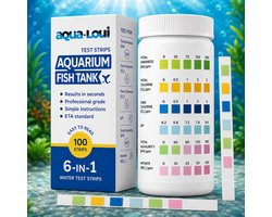 Aqua-Loui® - Water Teststrips - 100 Stuks - Test Strips Water - Water Test Strips Aquarium - Voor Aquarium & Zwembad - pH, GH, KH, Nitriet, Nitraat & Chloor - Complete Waterkwaliteitstest