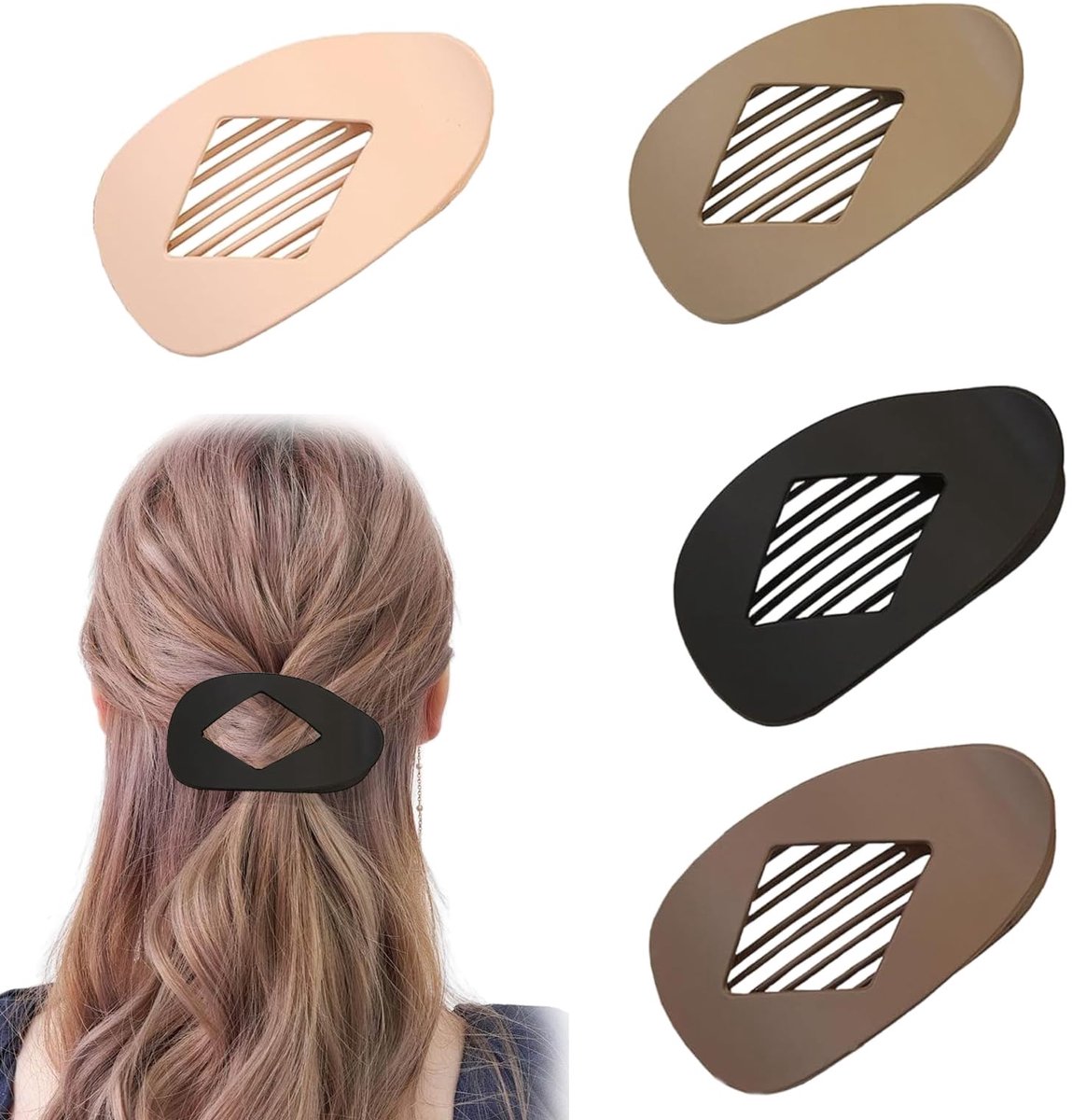 Haarklammer, 4 stuks Eendensnavel Clips, Eenvoudige Elegante Klemmen, Dames Accessoires voor Krullend Stijl Haar, Platte Haarspangen