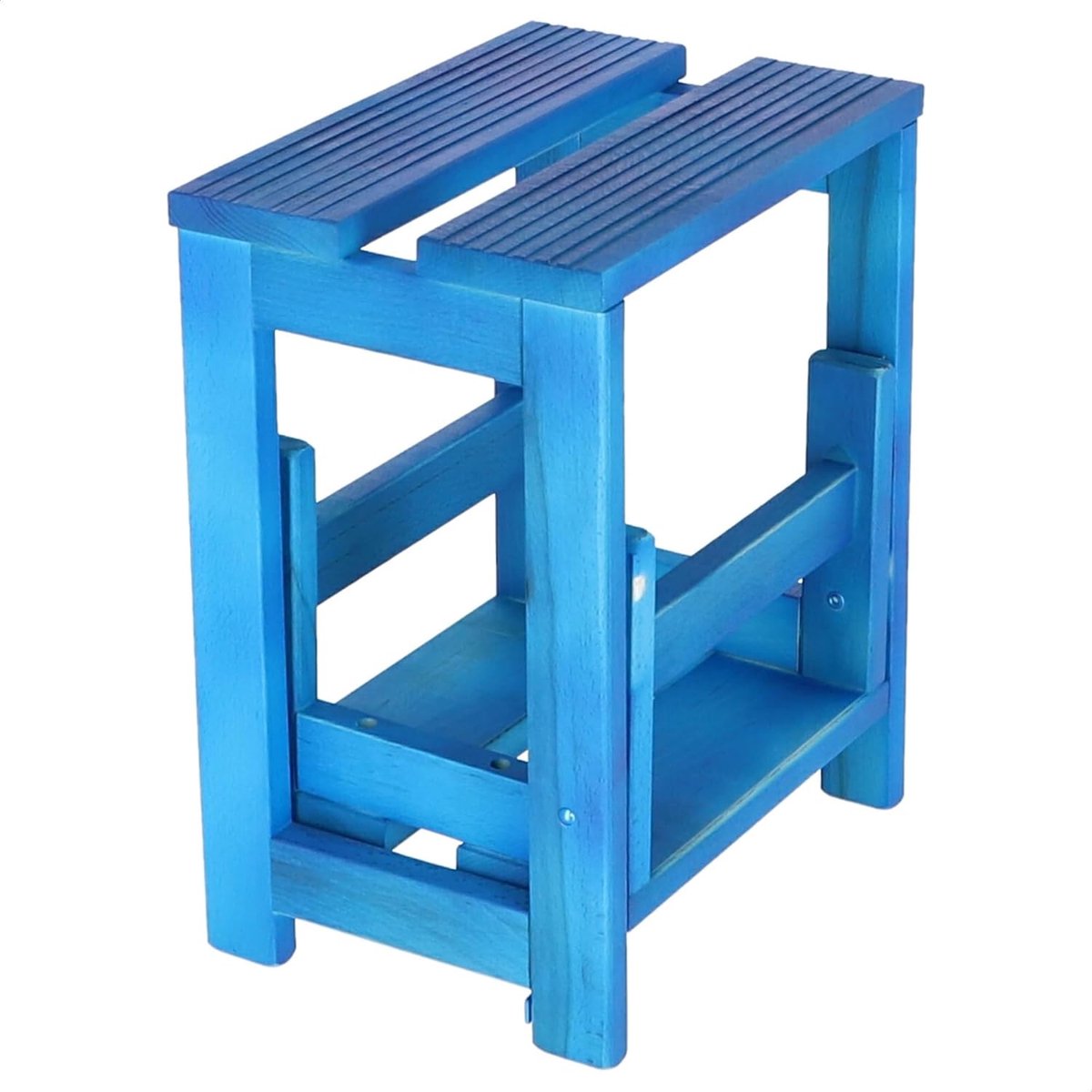 Opstapkruk met 2 treden - Houten trapje - Veilig klussen - Opvouwbaar ontwerp - 32 x 40 cm - Blauw