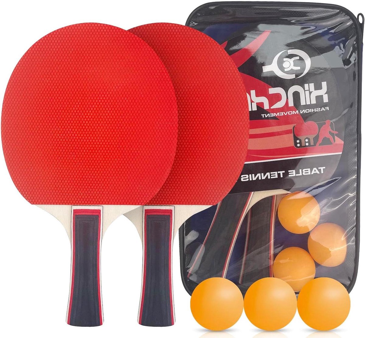 Tafeltennisset - Batjes met ballen - Vrije tijd sport - Zeer elastisch oppervlak - 2 batjes 3 ballen - Groen