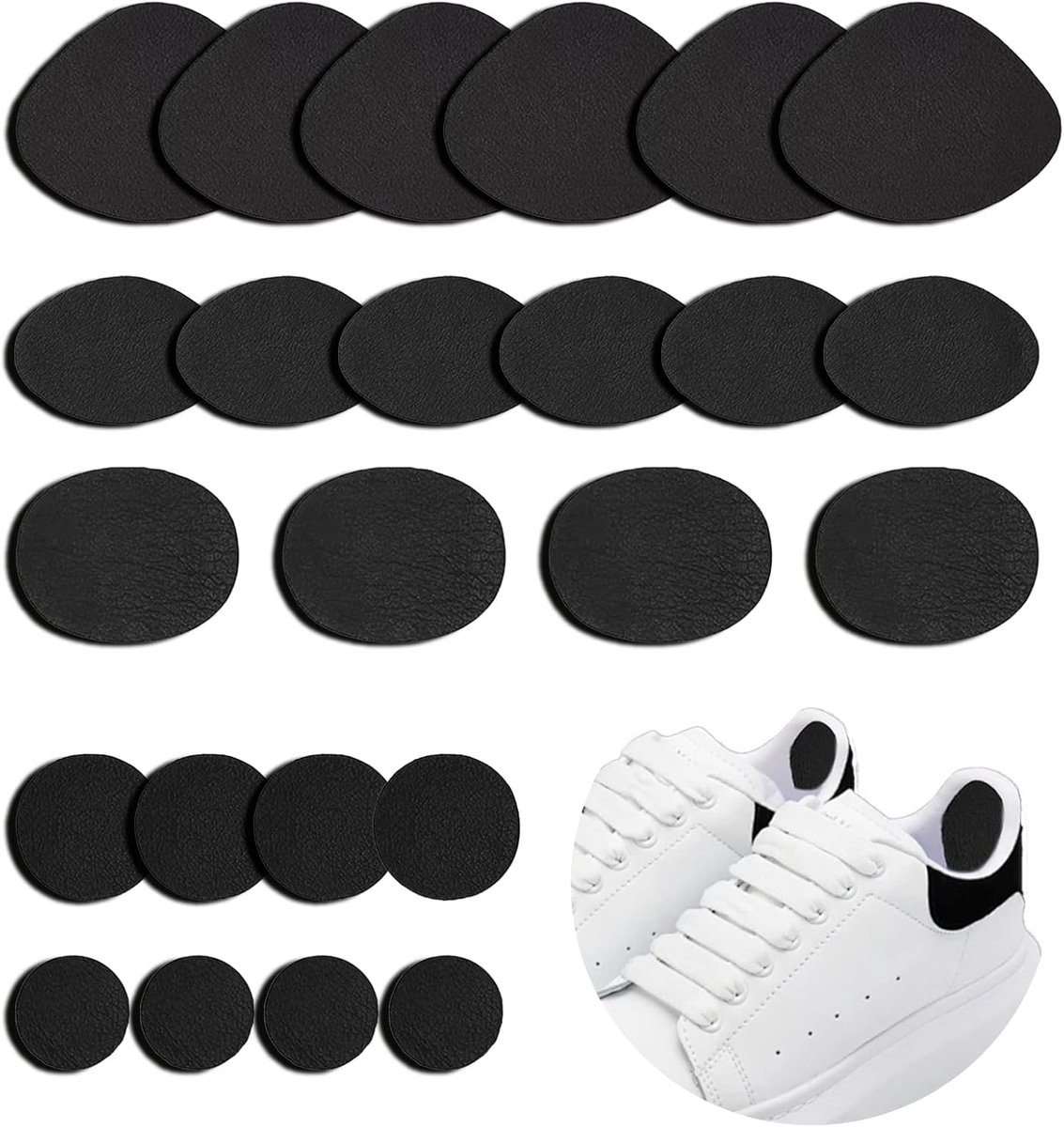 24 stuks reparatiepatch voor schoengaten, flanellen schoenverzorgingsproducten voor schoenen repareren, zelfklevende hielreparatiepatch voor schoenen, sportschoenen, hoge hakken en sneakers