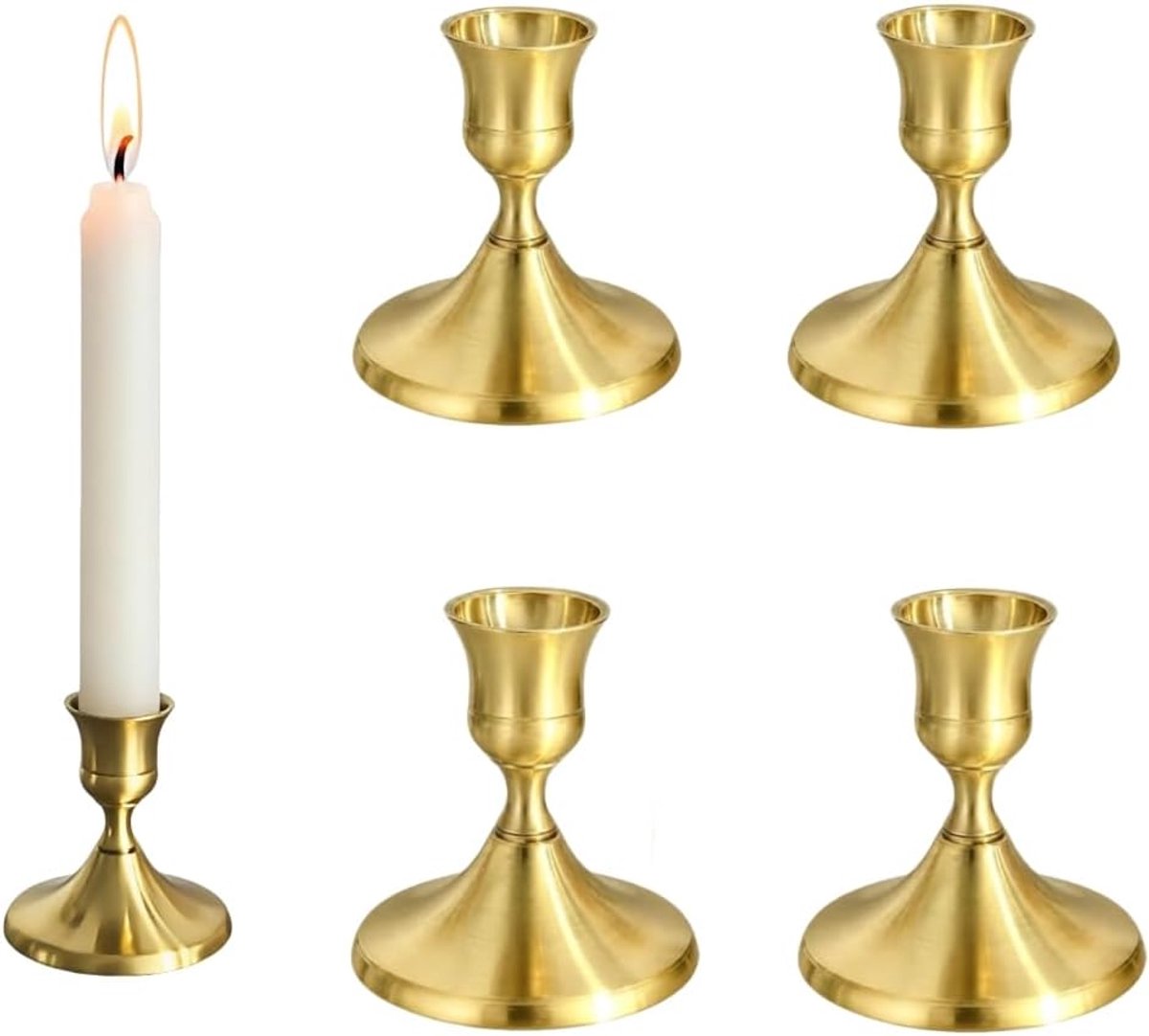 4 stuks kaarsenstandaard, gouden kaarsenhouder, vintage moderne decoratie voor tafel, open haard, eetkamer, feesten, Kerstmis, bruiloft, woonkamer, adventskrans