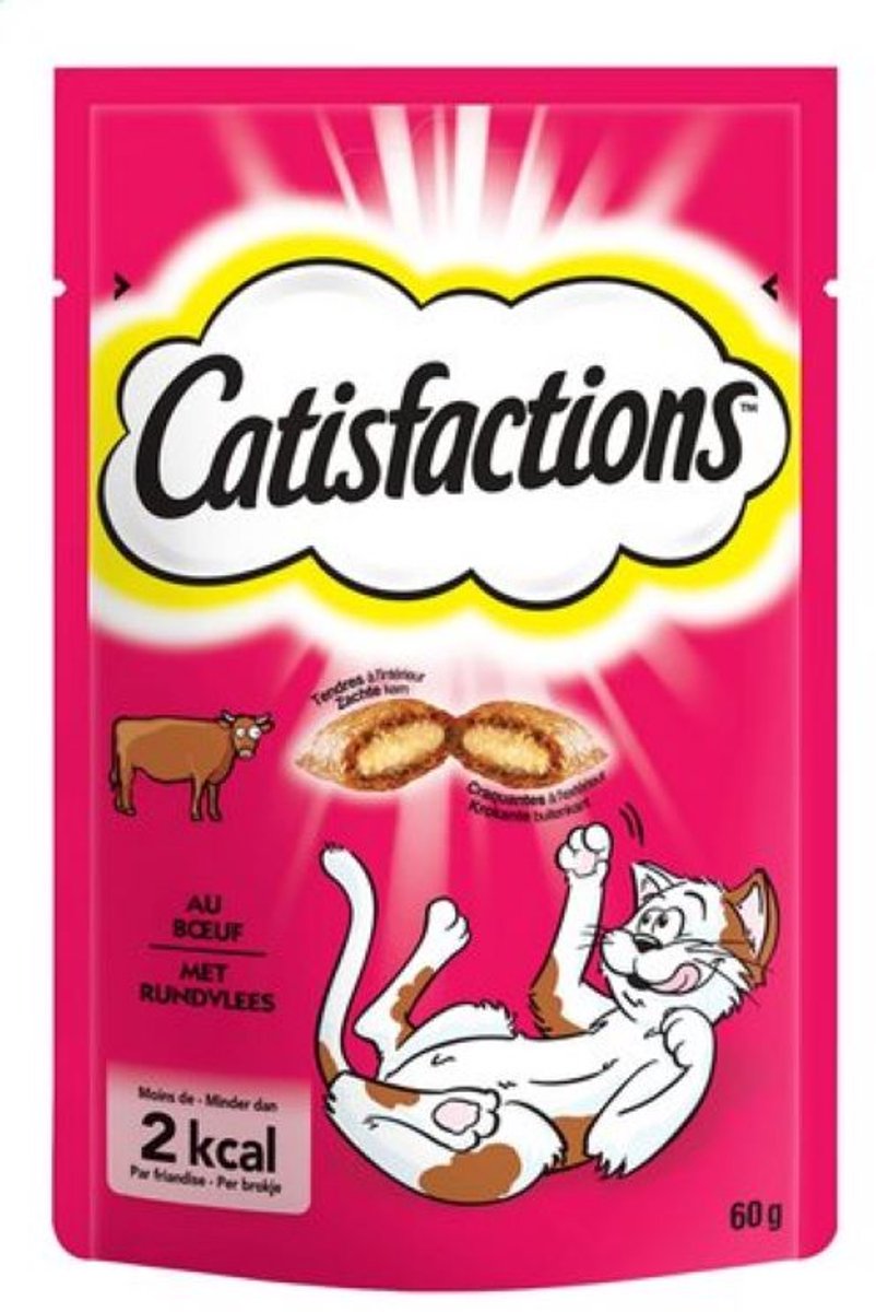 6x Catisfactions - Kattensnack Met Rund 60g