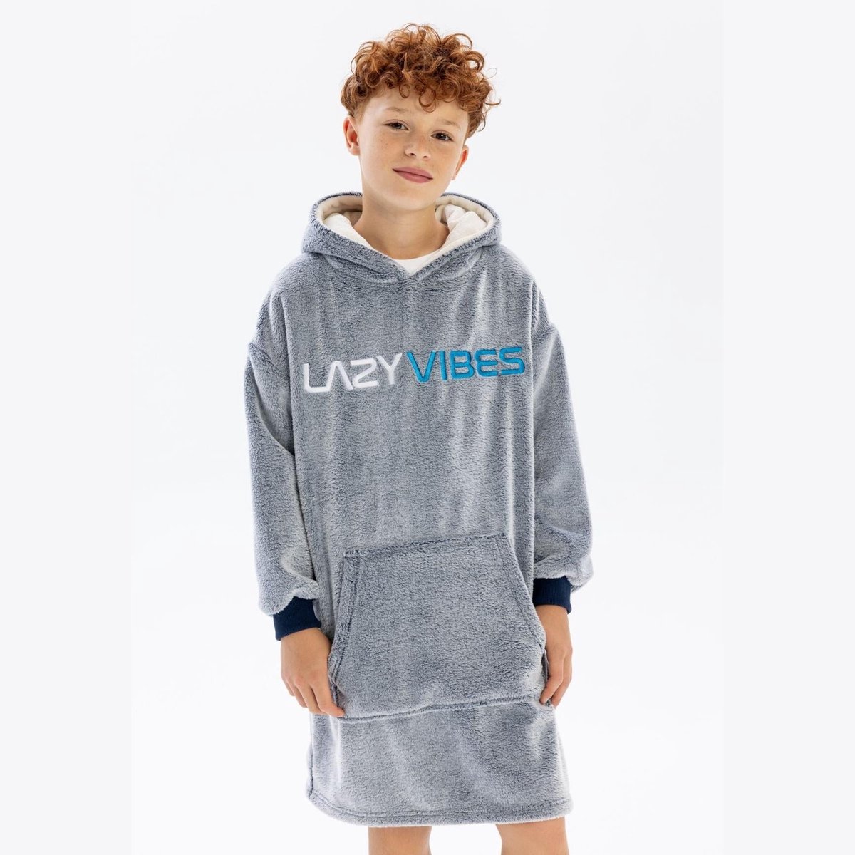 Minoti hoodie jongens fleece met Lazy Vibes print - met capuchon