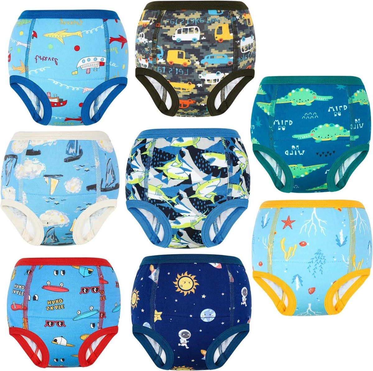 Potty Training Broekjes - Oefenondergoed Katoen - Zindelijkheidstraining Kind - 6 Lagen Absorberend - 8 Stuks - Lichtblauw