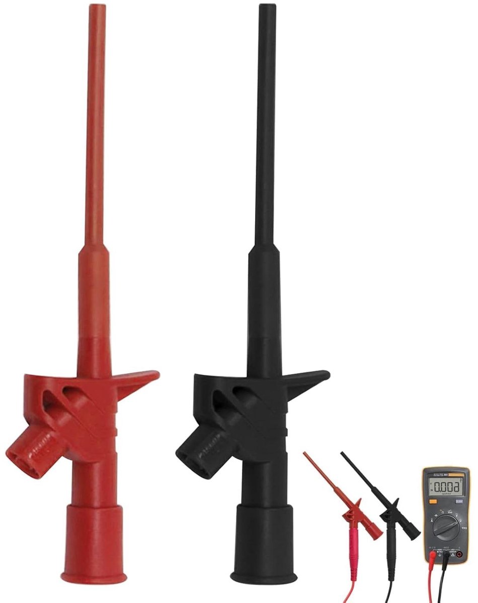 Multimeter Testkabels - Meetpennen Krokodillenklem - Elektrisch Testen - CAT III 1000V - 15 cm Lengte - Zwart Rood