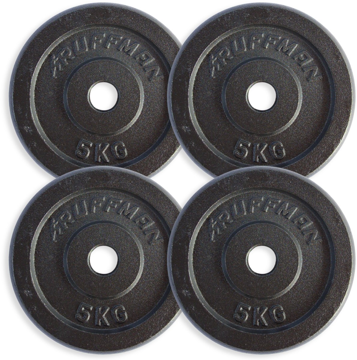 4x5kg halterschijven set - 20kg - gietijzer - 30mm - gewichten - 5kg - halterset - gewicht schijven