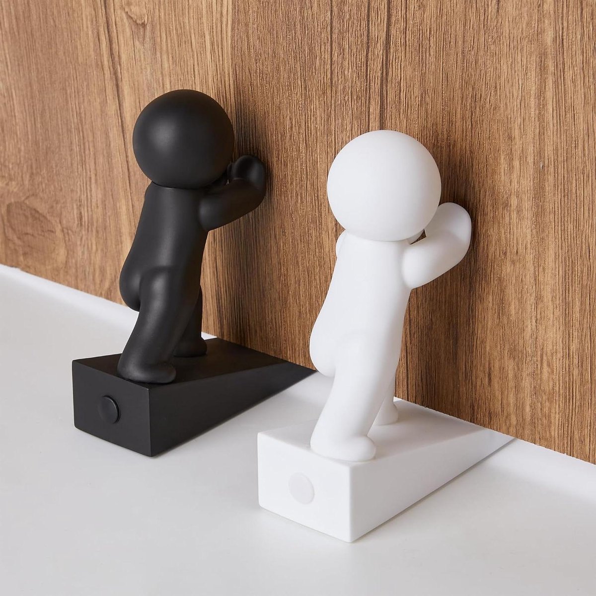 Deurstopper Set - Deurwiggen - Deur Open Houden - Niet-Glijdende Basis - 2 Stuks - Wit Zwart