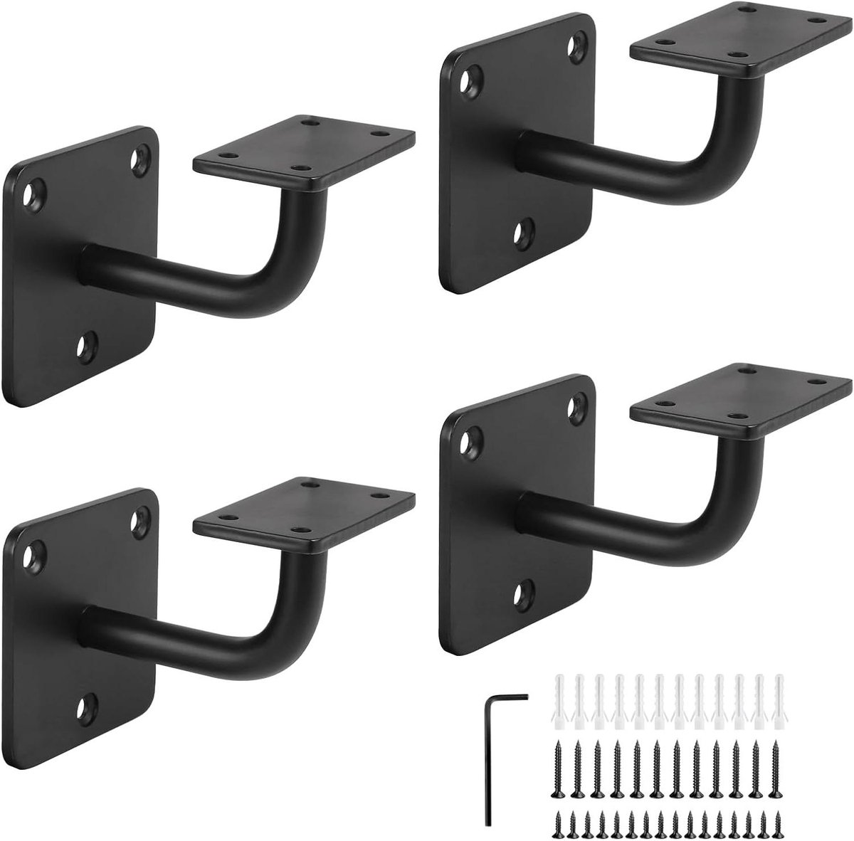 Leuninghouders Set - Trapleuning Bevestiging - Veiligheid Verhoging - Robuust Staal Gepoedercoat - 4 stuks - Zwart