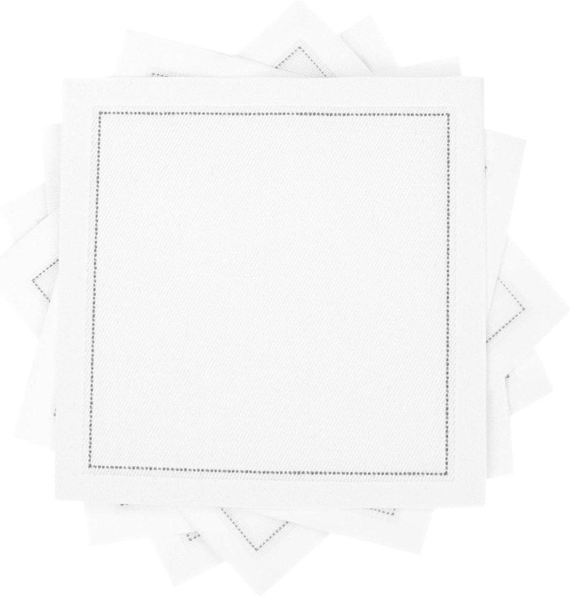 Katoenen Cocktail Servetten - Herbruikbare Servetten - Feestelijke Gelegenheden - 20x Absorberender - 11.5 x 11.5 cm - Wit