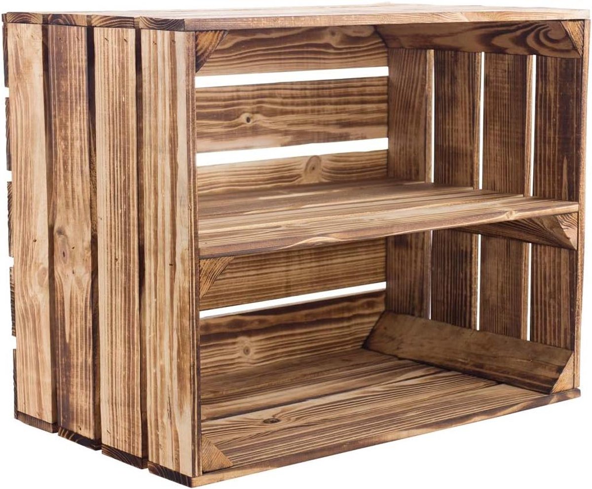 Houten Plank met Vakken - Houten Kist Nieuw - Opbergen van Spullen - Individueel Handgevlamd
