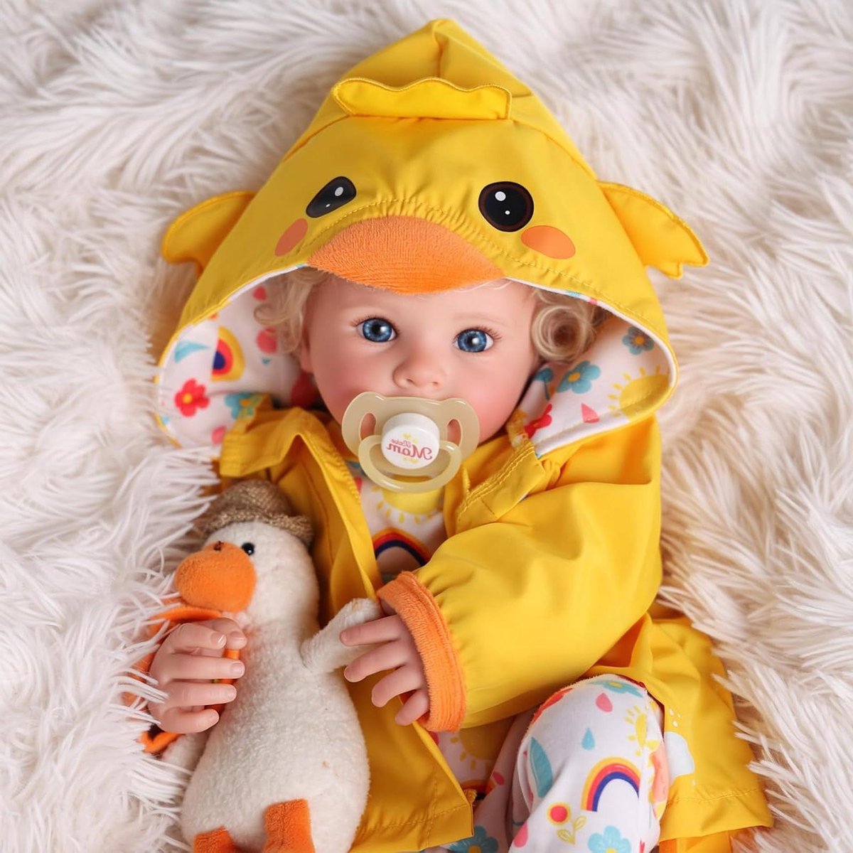 Levensechte Reborn Pop - Realistische Baby Pop - Kinderspeelgoed - Handmatig Geïmplanteerd Haar - 43 cm - Goudgeel