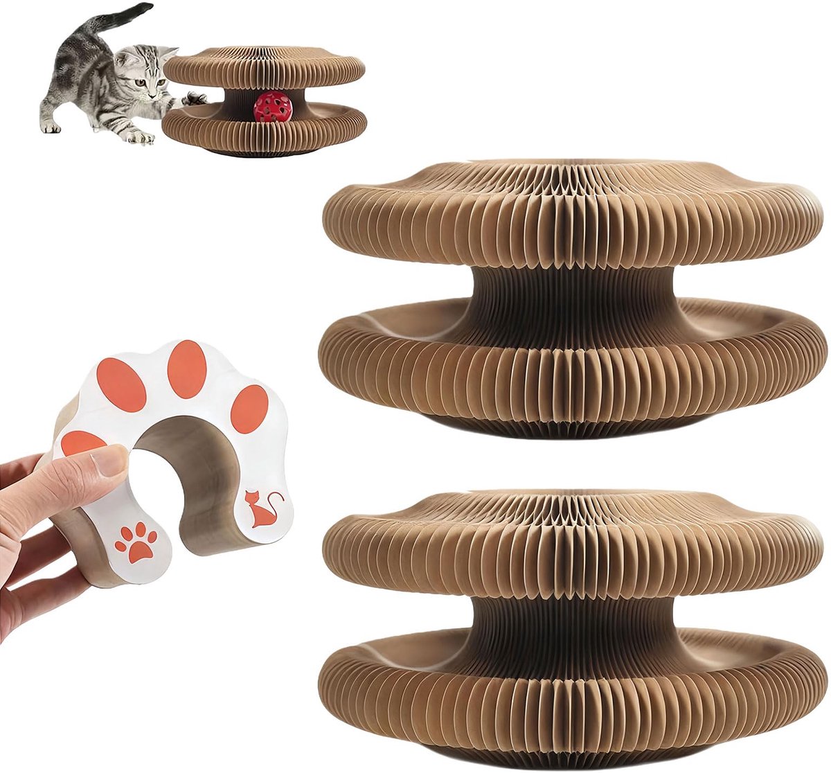 Kratzkokon voor katten, 2 stuks kattenhuis en kattenspeelgoed met krabkarton voor katten als krabplank accessoire voor binnen
