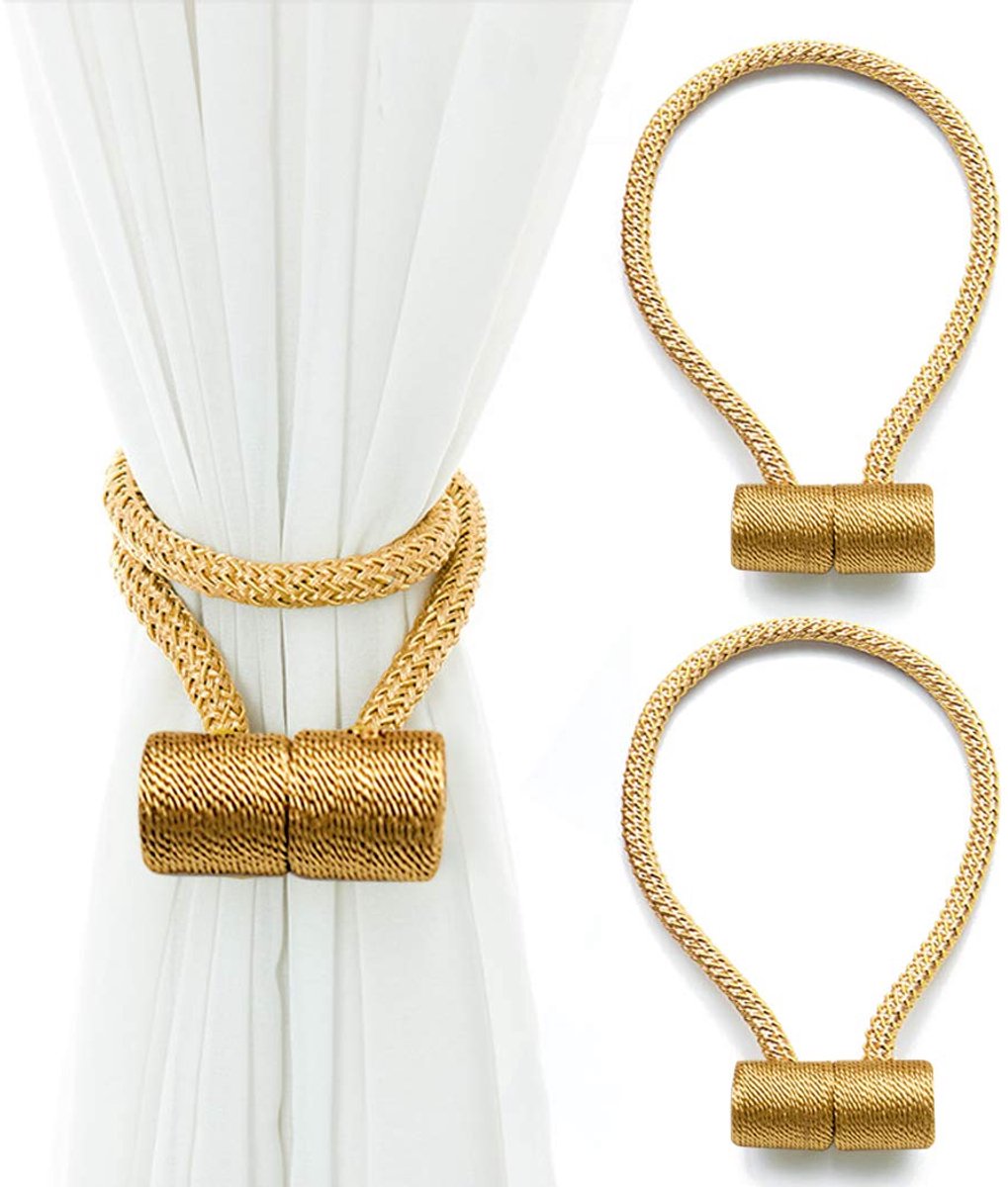 Gordijnhouders, 40,6 cm, modern decoratief touw voor dunne of transparante gordijnen (goud)