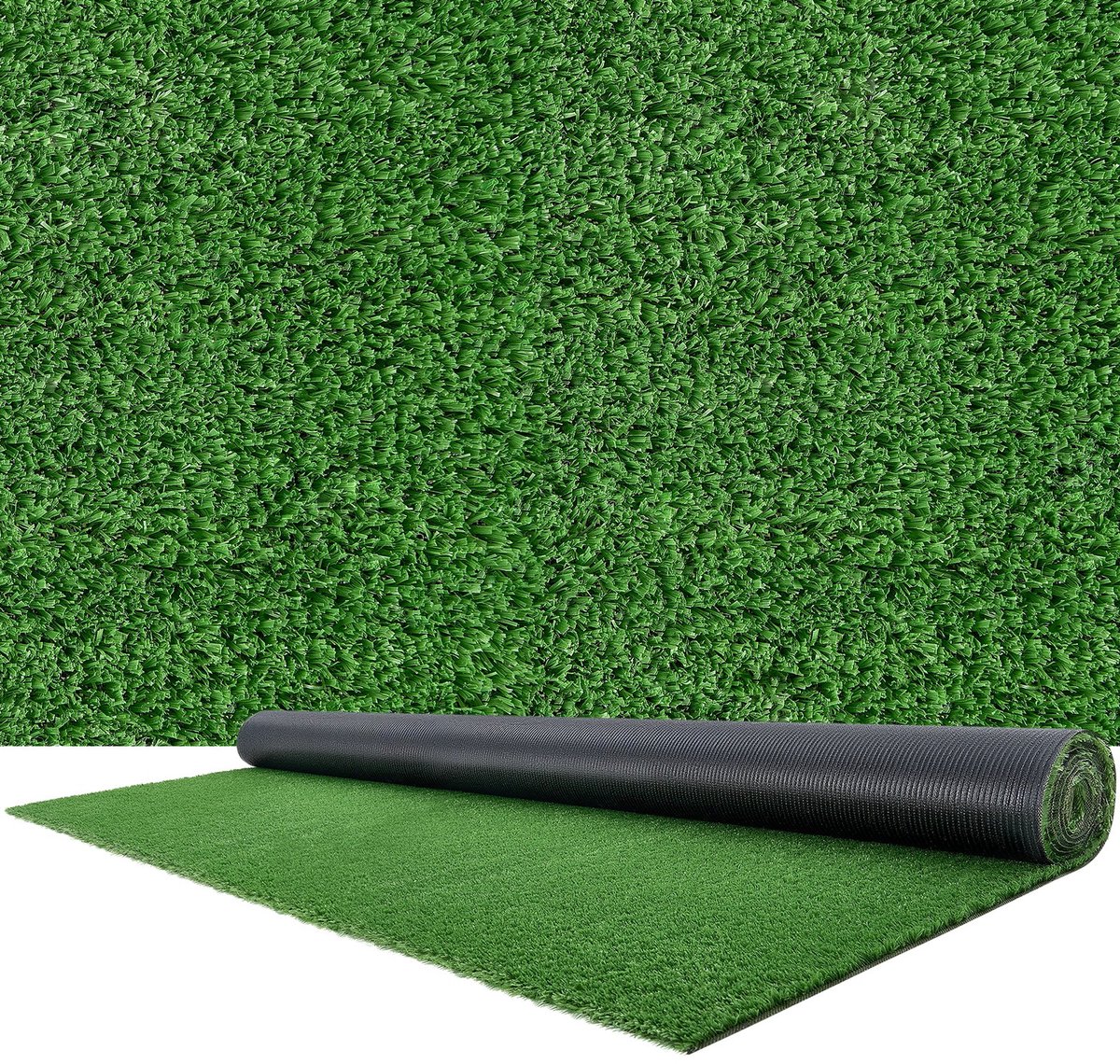 Kunstgrasmat - Kunstgras 366 x 213 cm - Poolhoogte 1,5 cm - Met Drainagegaten - Snijbaar Tapijt - Voor Balkon Terras Tuin Binnen - Groen