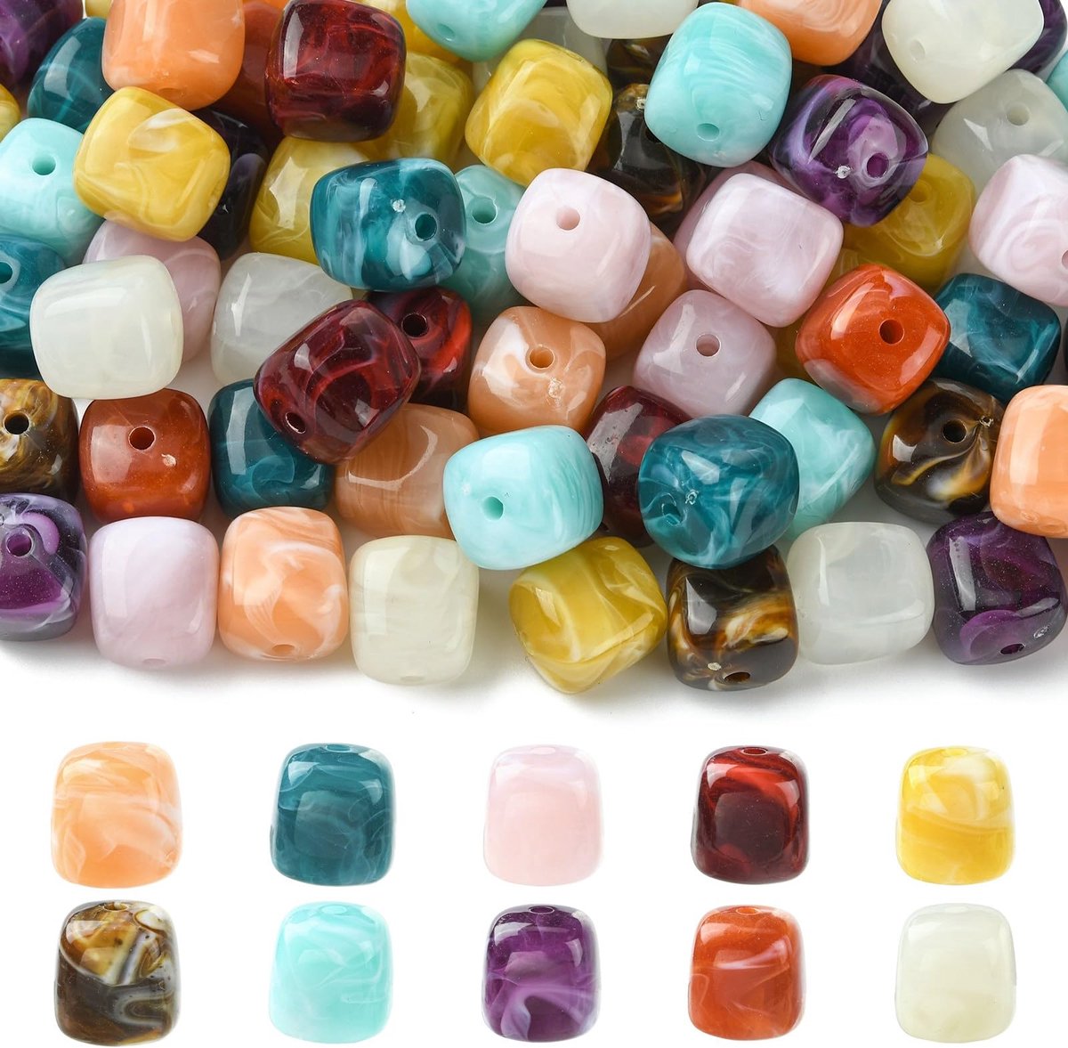 Airssory 100 stks Gemengde Kleuren 17MM Kubus Acryl Kralen Vierkante Spacer Kralen voor DIY Sieraden Armband Ketting Oorbel Ambachten Tas Telefoon Sleutelhanger Decor