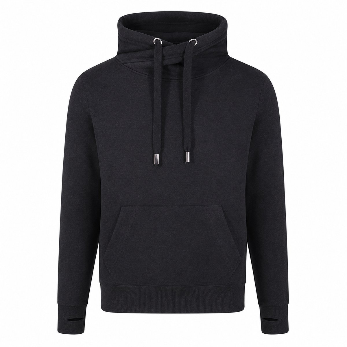 Cross Neck Hoodie Heren – Heavyweight Hoodie 330 g/m² – Crossover Hals – Streetwear Trui Antraciet