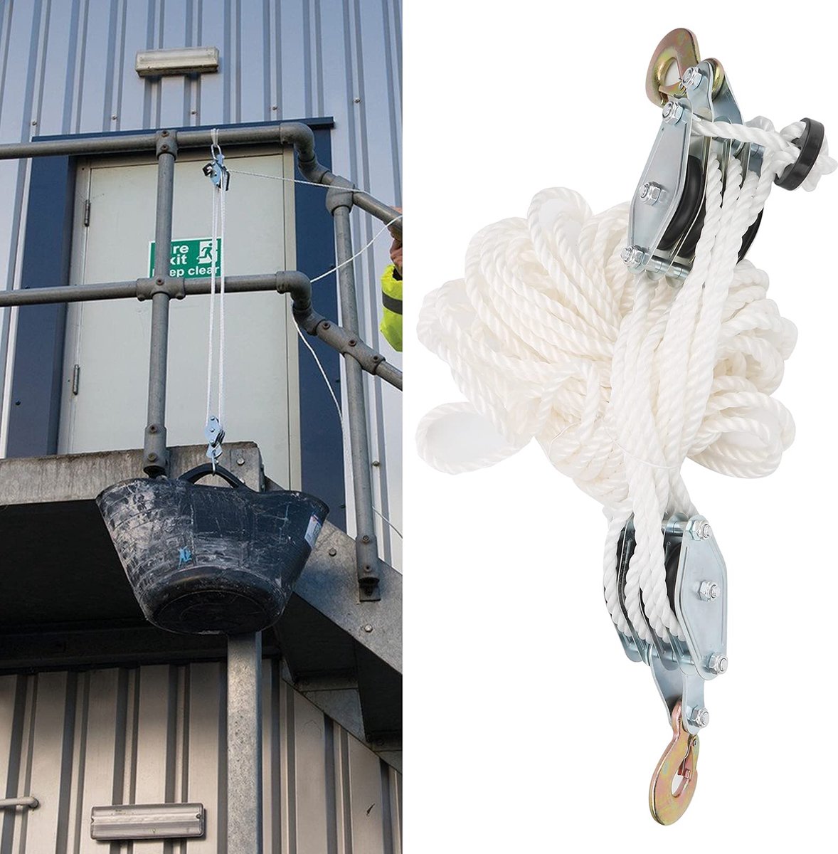 Katrol met touw, 2000 kg, lier met kabelrem, 4-weg verstelbare kabelratel met 20 m nylon touw, voor boot, aanhanger, caravans