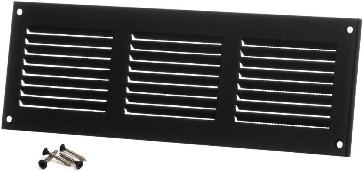 Ventilatierooster - Afvoerluchtrooster Insectengaas - Luchtcirculatie Verbeteren - Met Insectenbescherming - 300x100 mm - Antraciet