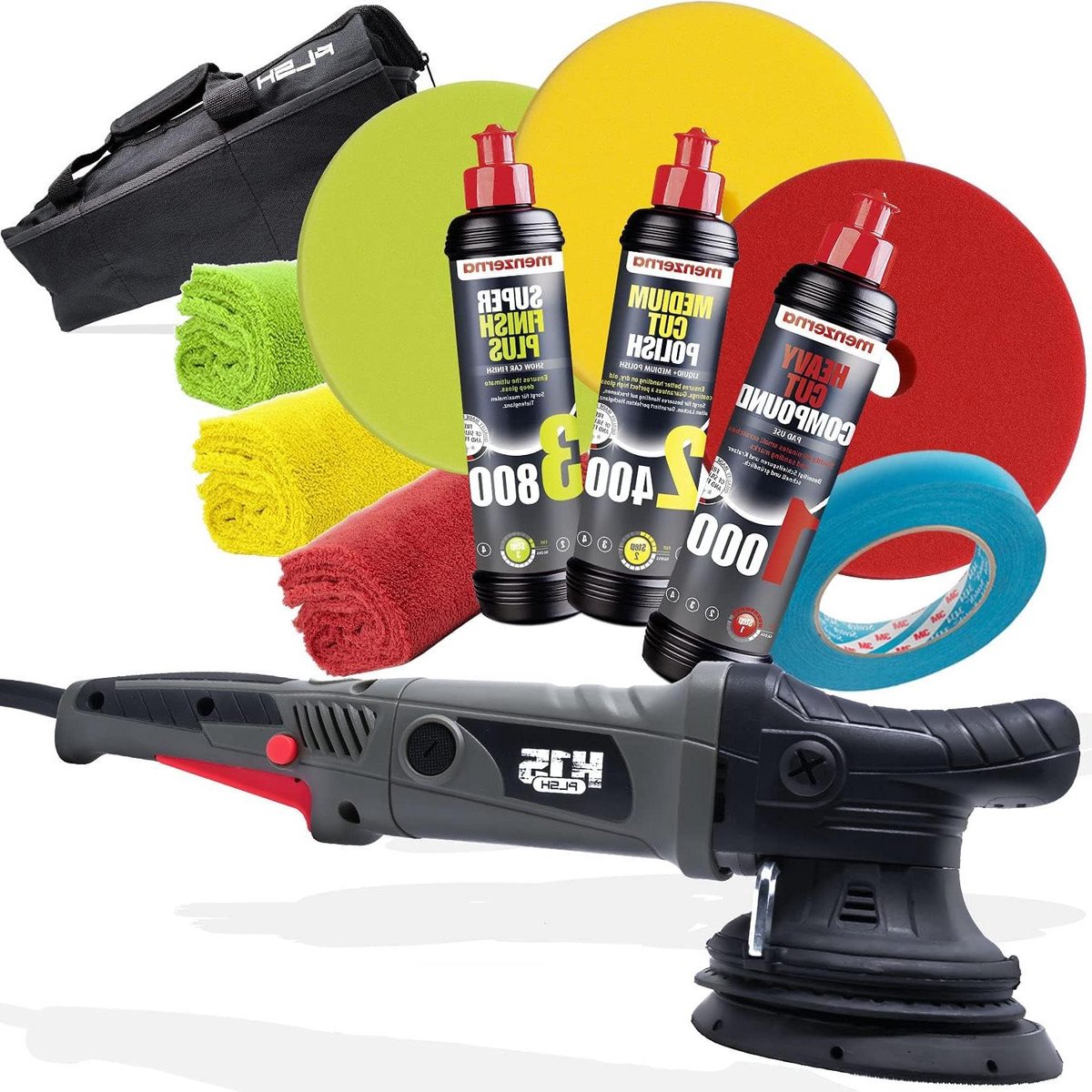 Excentrische Polijstmachine - Polijstset Auto - Lak Herstellen - 15mm Slag Excentrisch - 125 mm Schijf - Zwart