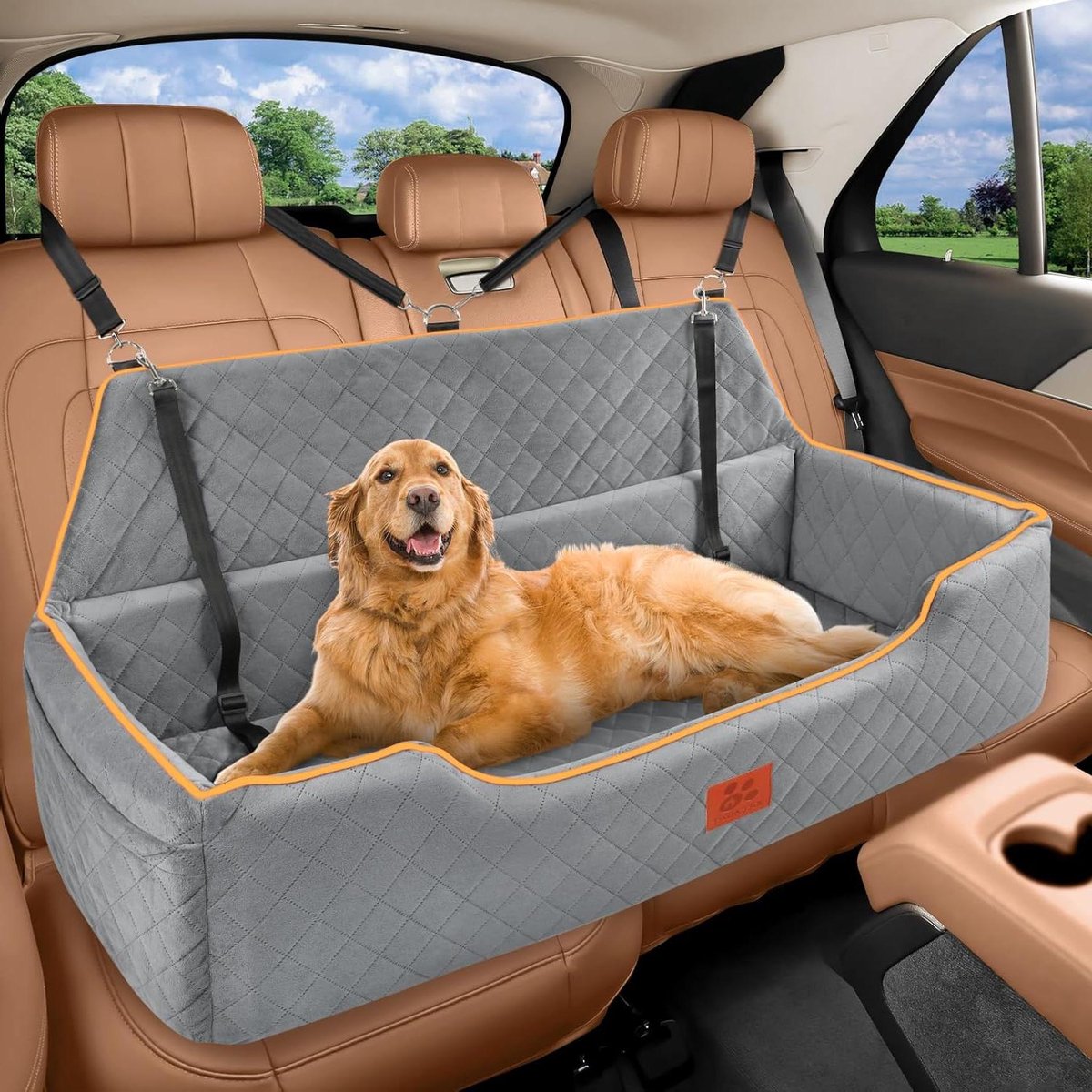 Hondenautobed - Huisdierverhoger Auto - Veilig Reizen - Extra Groot Formaat - 110x50x25 cm - Grijs