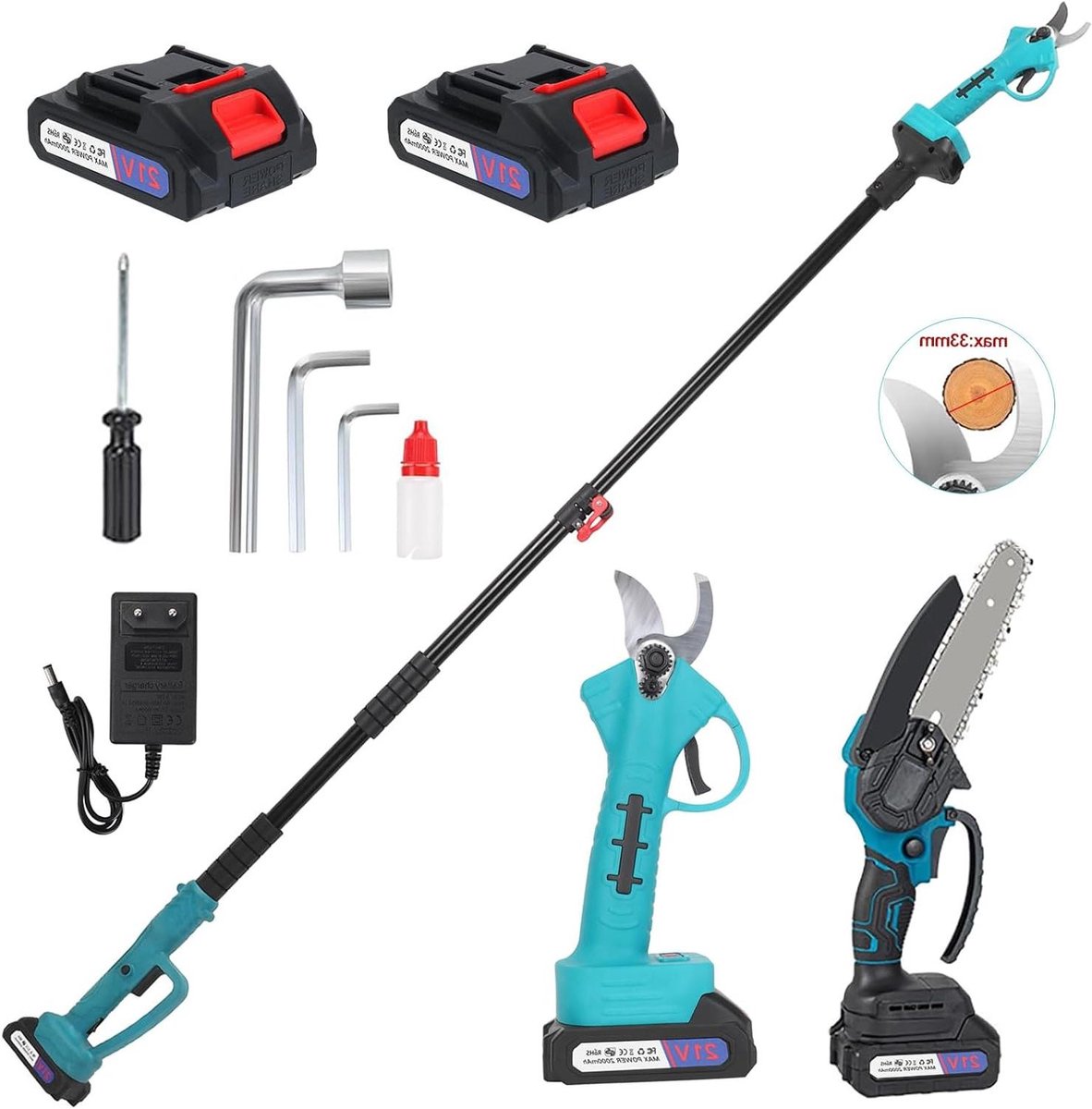 Elektrische Snoeischaar - Accu Snoeischaar - Tuinonderhoud Vereenvoudigen - Krachtige Snoei - 25 cm - Zwart