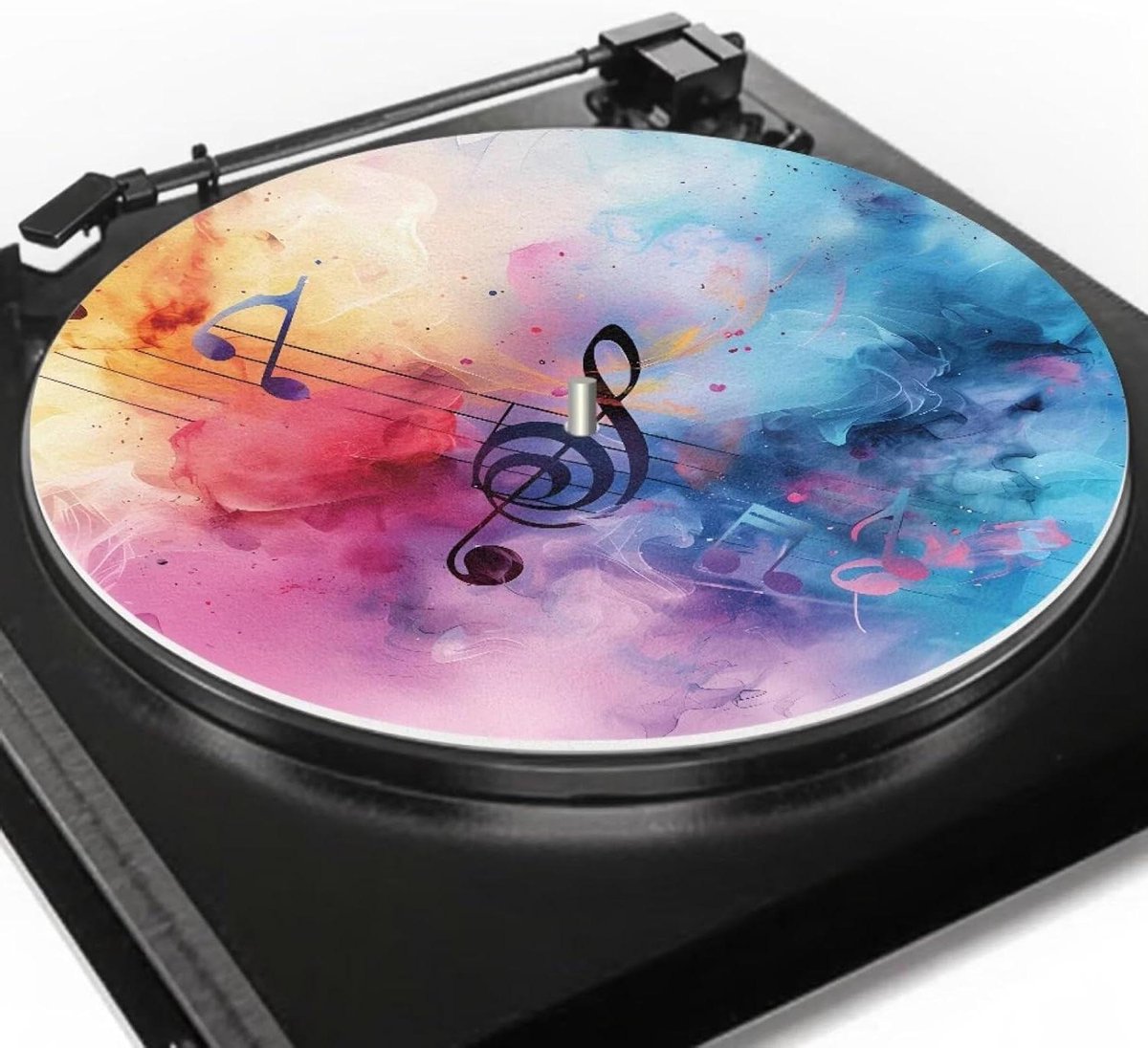 Draaitafelmat Vilt - Platenmat Slipmat - Vinyl Luisteren - Antistatisch Anti-slip - 305 cm - Abstract Muzieknoten