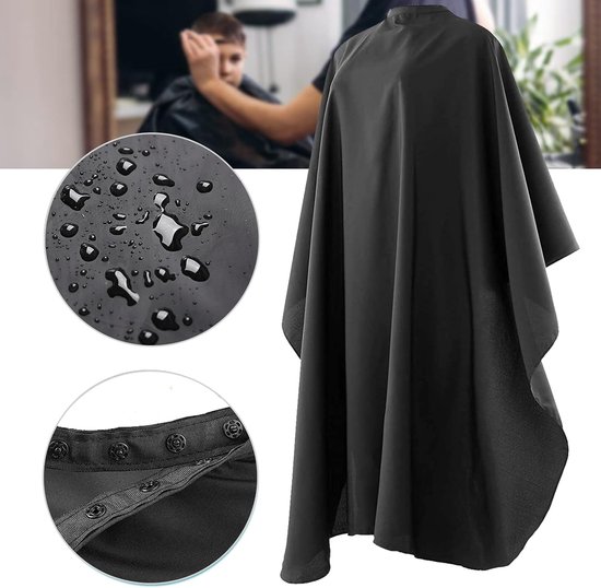 Kapperscape Professioneel - Salon Cape - Haar Knippen - Licht en Sneldrogend - 150 x 120 cm - Zwart — afbeelding 2