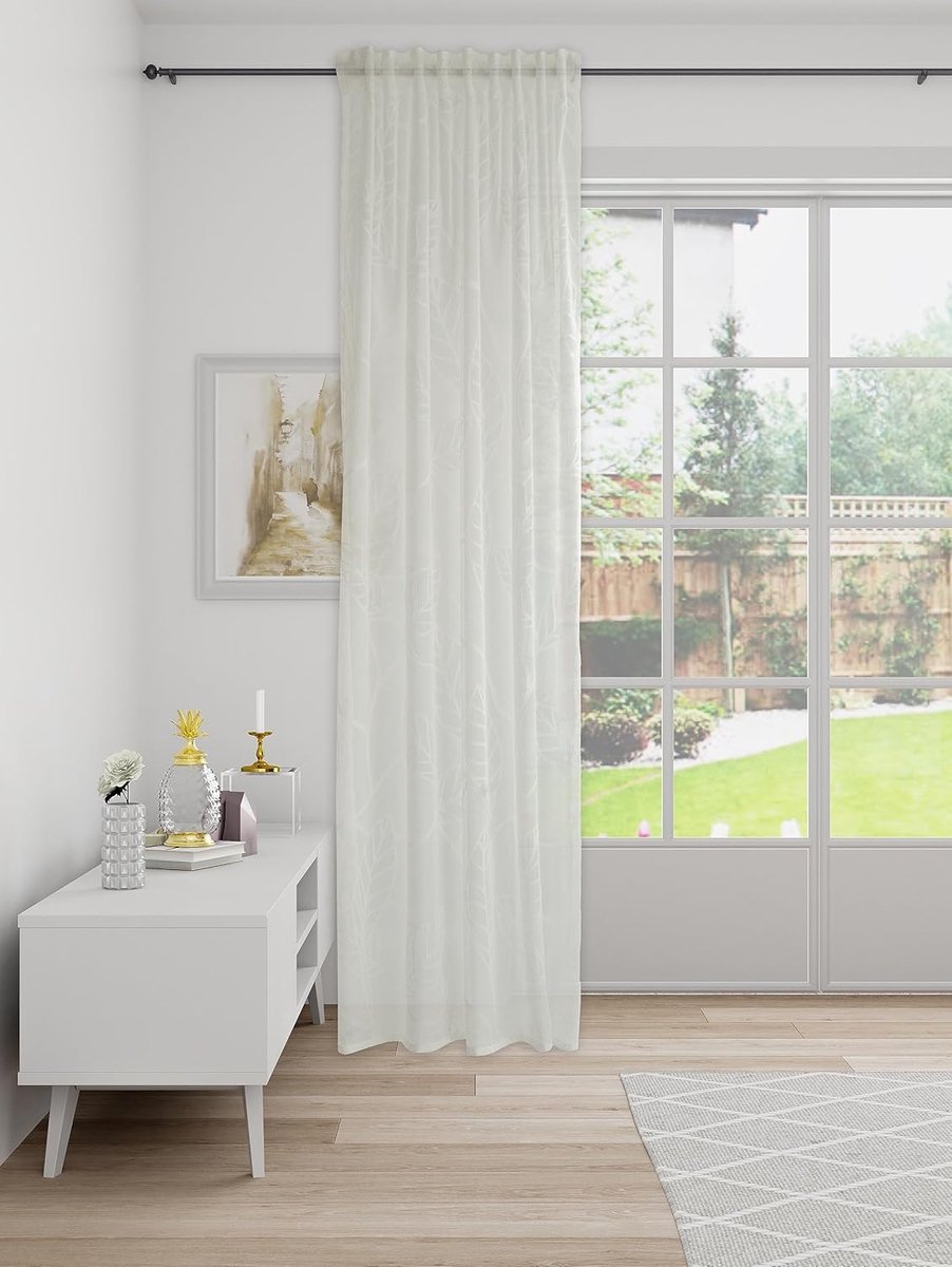 gordijn, bloemenbloemen, modern, decoratief wit