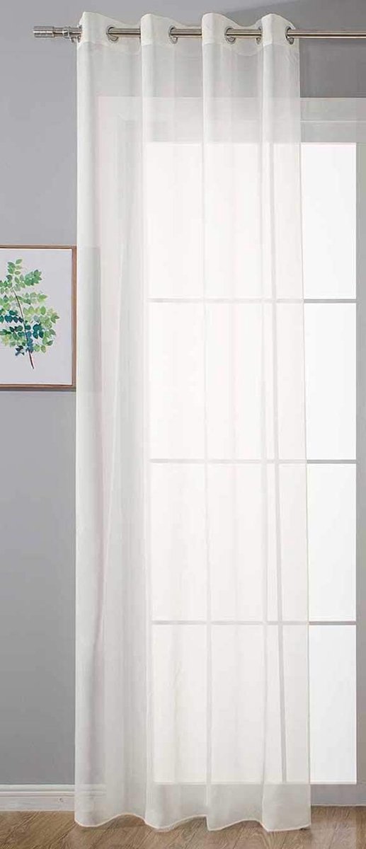 transparant »Uni« gordijn H x B 175 x 140 cm crème Stores gordijn oogjes loodbandsluiting woonkamer, 20332-cn