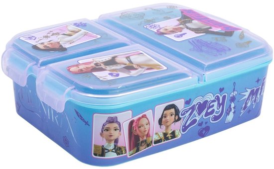 Boîte à tartines KPop Demon Hunters avec 3 compartiments - Boîte à lunch sans BPA pour l'école - Bleu