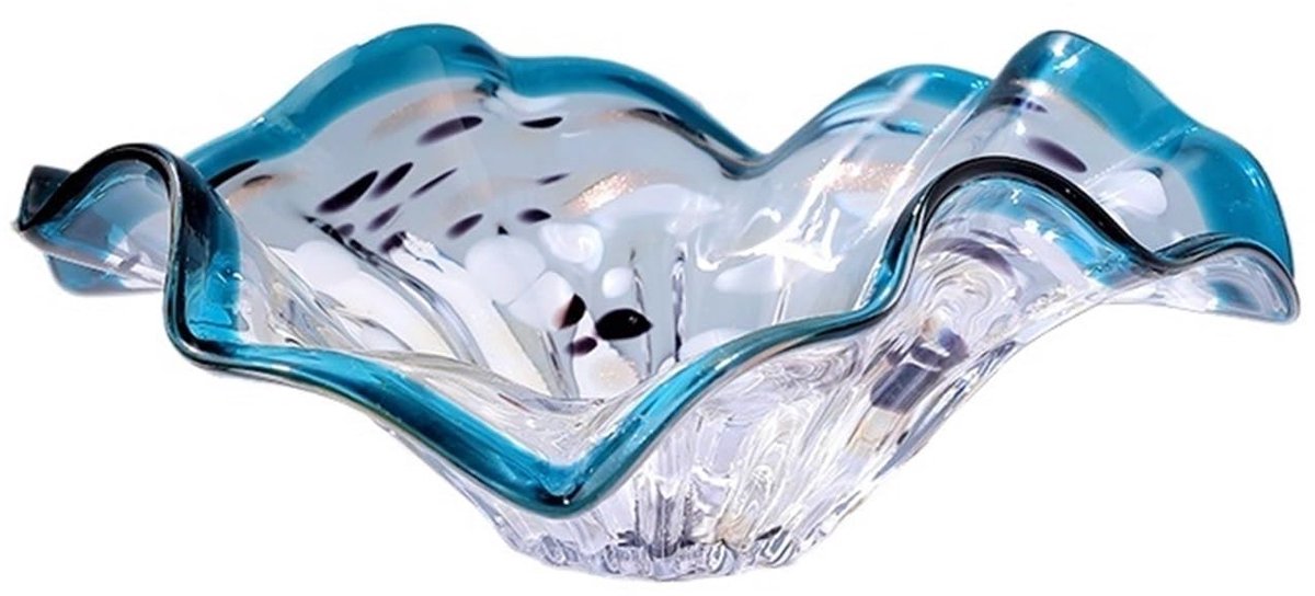 Fruitschaal Glazen fruitschaal - decoratieve gekleurde glazen schaal for fruithapjes, snoepjes middelpunt for thuis, kantoor, bruiloftsdecor, fruit, snack, dessert, server(Groot)