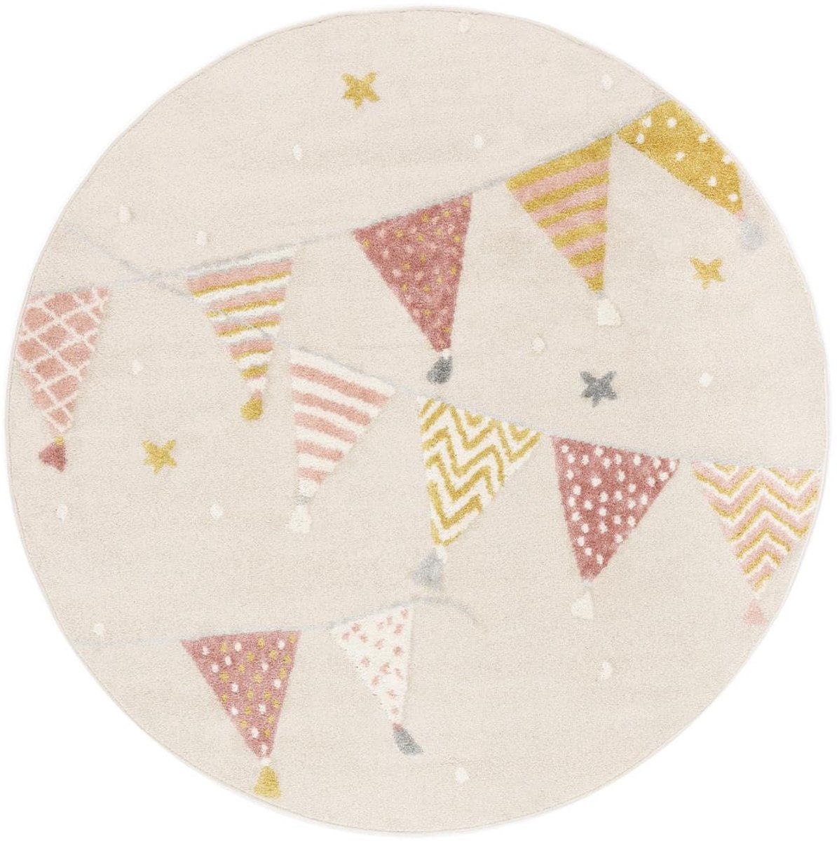Celebration, Kinderkleed, Moderne Kinderen, Ø 150 cm, Rond, Middelpolig, Kinderkamer, Alleen chemisch reinigen, Zonder gevaarlijke chemicaliën, Beige/Roze