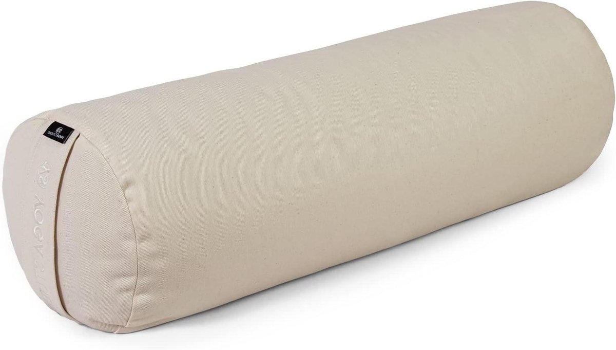 Yoga Bolster - Meditatie Kussen - Herstellende Yoga - Biologische Vulling - 62cm Lengte - Ecru