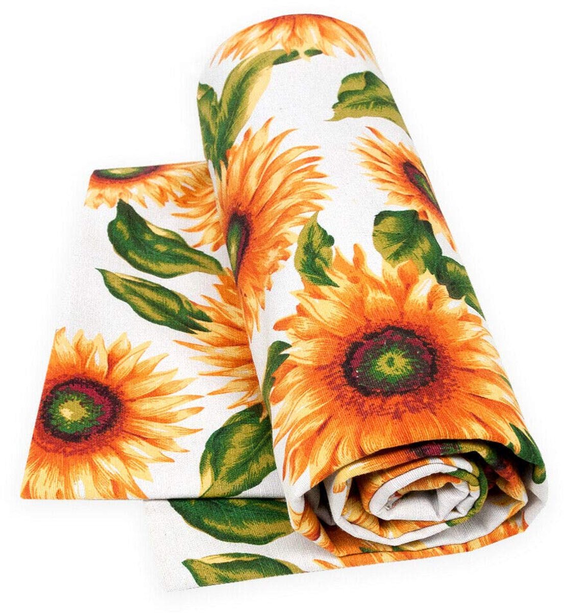 Sprei voor sofa, katoen, zonnebloemen, model Gran Foulard, diameter 34 A, 270 x 280 cm, wit