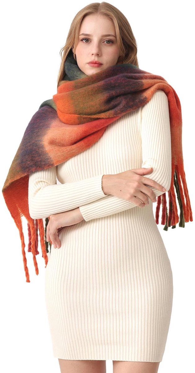 Dames sjaal winter warme sjaal kleurrijke dikke wrap sjaals