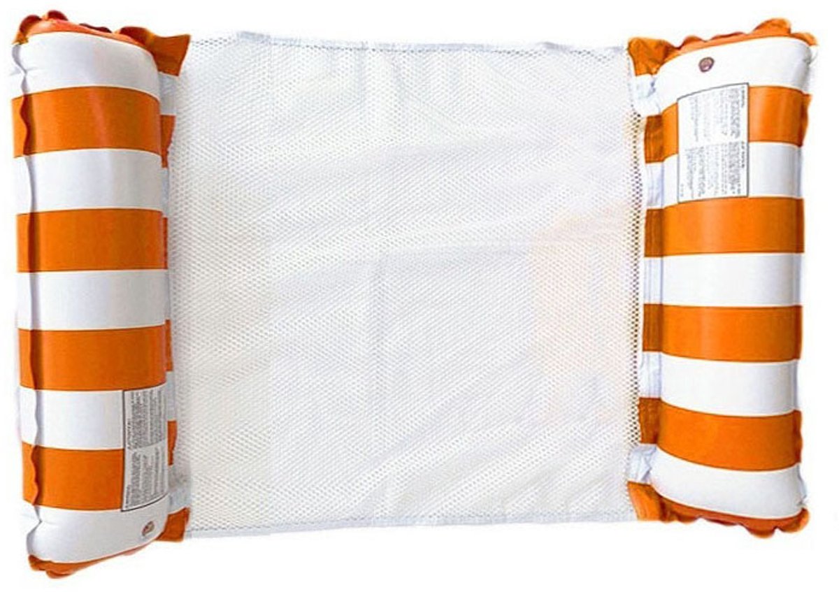 Opblaasbaar zwembed - Drijvend bed - Strandstoel - Watermatras - Waterhangmat - Opvouwbaar - Inclusief luchtpomp, kan tot 200 kg dragen - 125 x 70 cm - Geschikt voor zwembaden, stranden en meren - Oranje