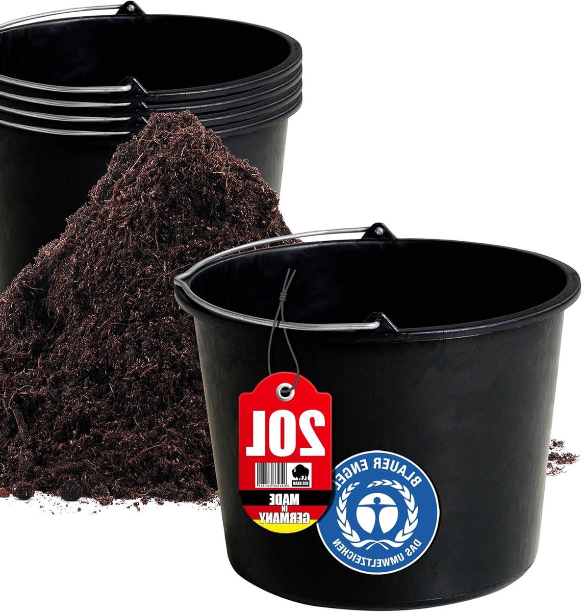 Bouwemmer - Mortelkuip Wateremmer - Bouwplaats Tuin - Schaalverdeling - 20 liter - Blauw