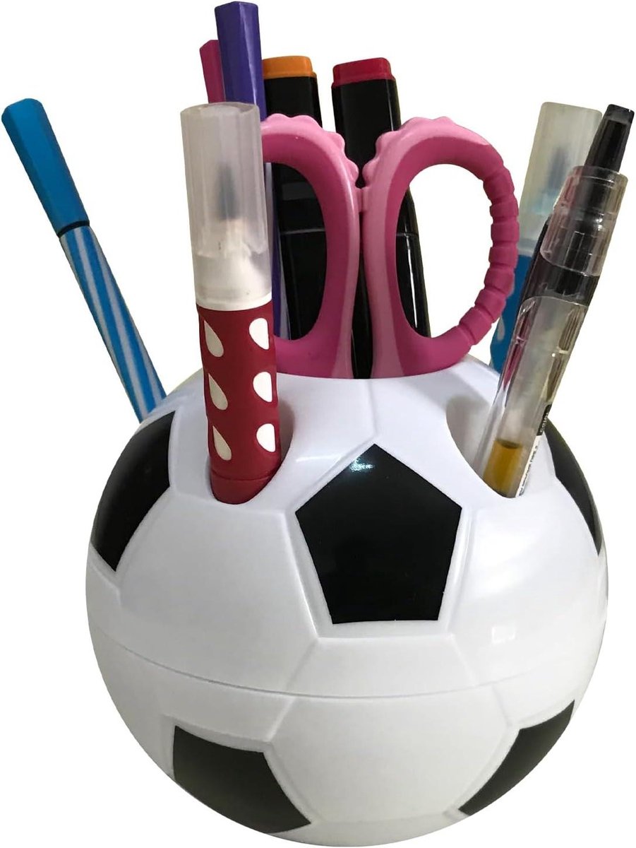 Voetbal Pennenhouder - Bureau Etui - Bureau Organisatie - Creatief Voetbal Design - 99 x 99 cm - Zwart
