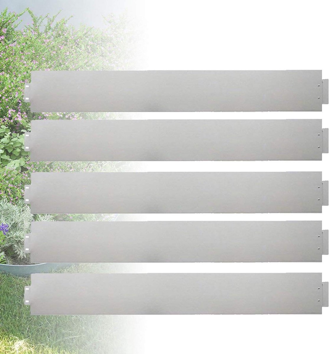 Gazonranden Metaal - Tuinranden Bedranden - Tuin Afbakening - Gegalvaniseerd Staal - 100x15cm - Zilver