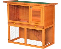Noventra konijnenhok-konijnenhok voor buiten-konijnenhokken-dierenverblijf-konijn-90 x 45 x 80 cm-metalen gaas-dennenhout-