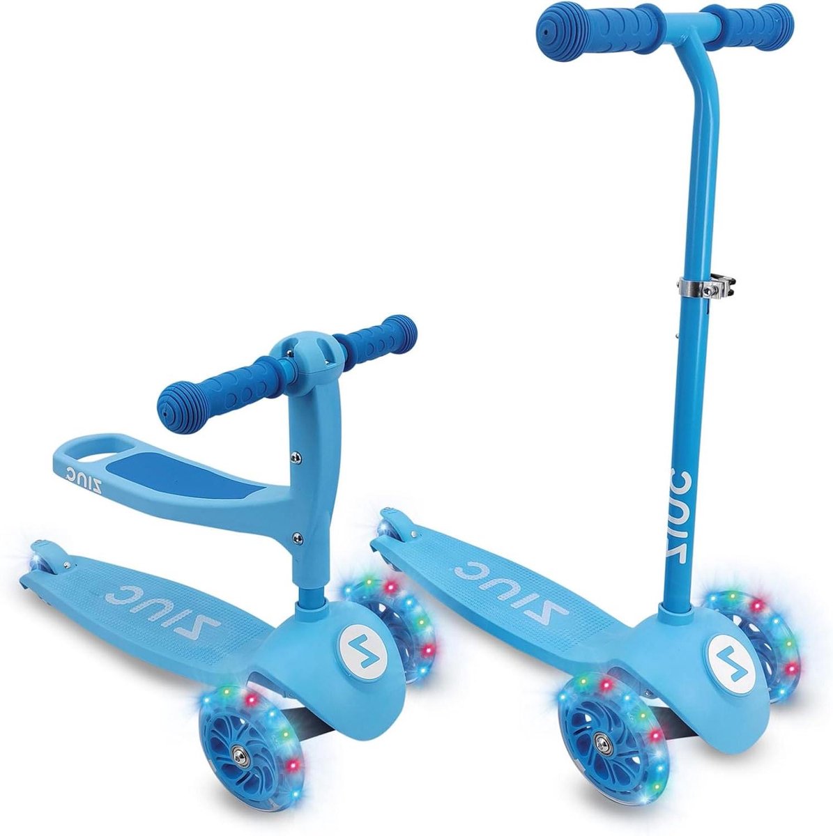 Kinderstep 3-in-1 - Step met zitting - Leren rijden - Lean 'n' steer controls - Verstelbaar stuur - Blauw